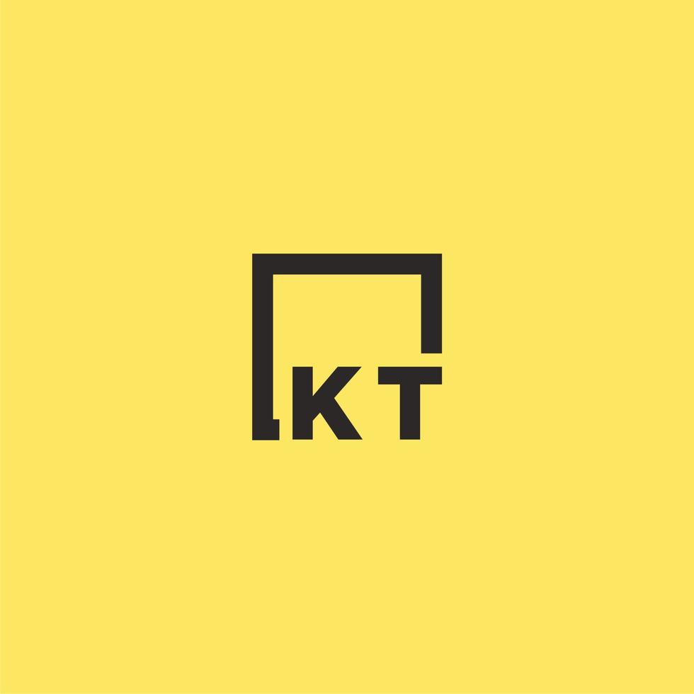 logo monogramme initial kt avec un design de style carré vecteur