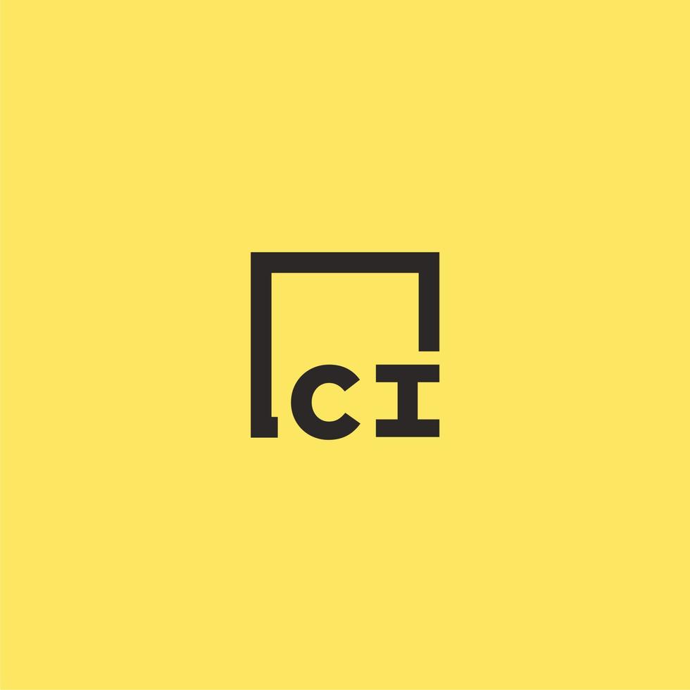 logo monogramme initial ci avec un design de style carré vecteur