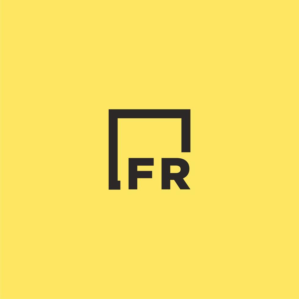 logo monogramme initial fr avec un design de style carré vecteur