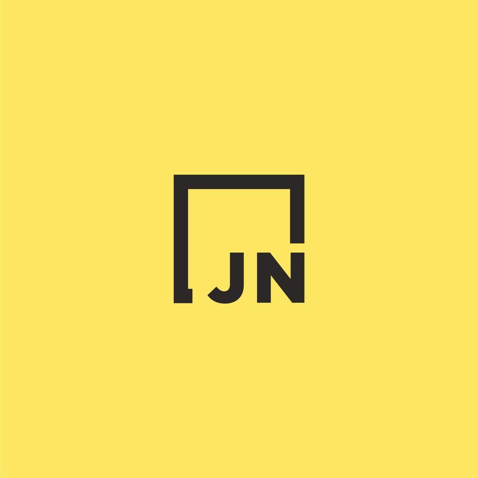 logo monogramme initial jn avec un design de style carré vecteur
