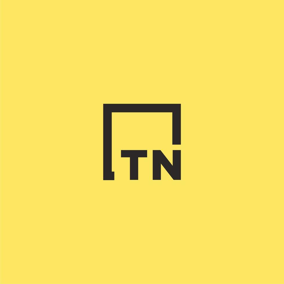 logo monogramme initial tn avec un design de style carré vecteur