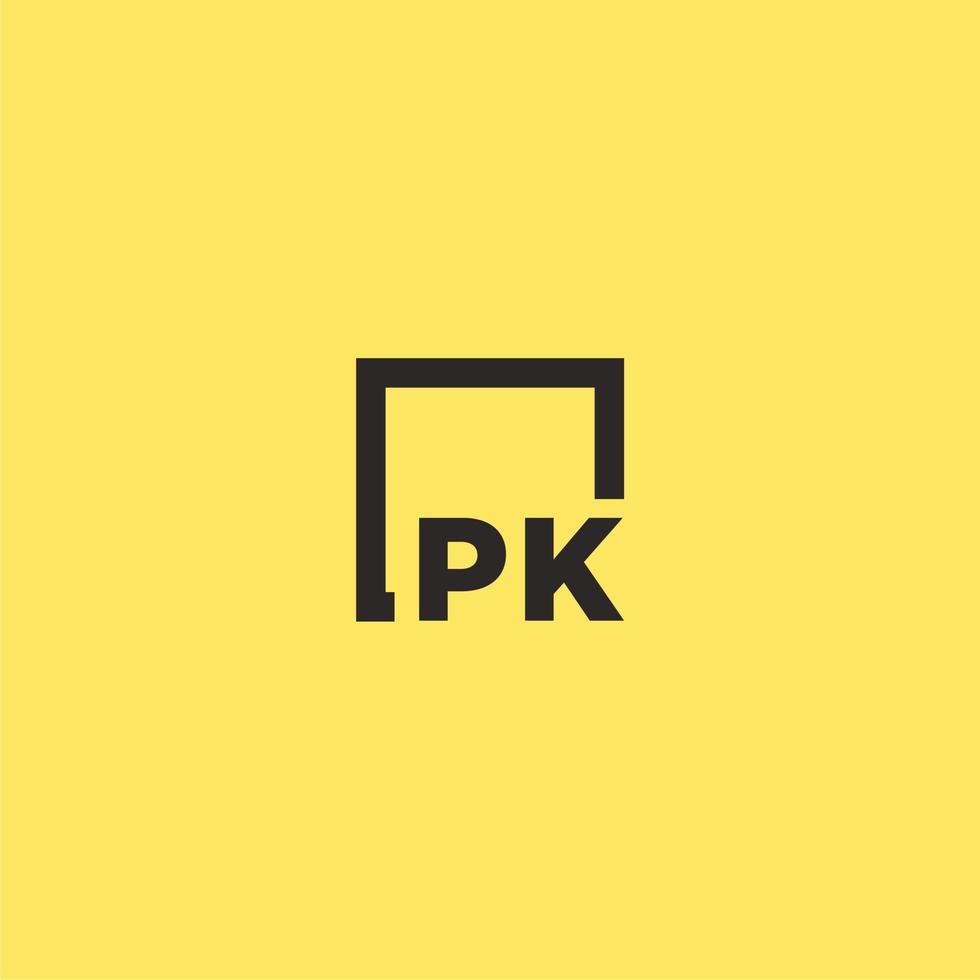 logo monogramme initial pk avec un design de style carré vecteur