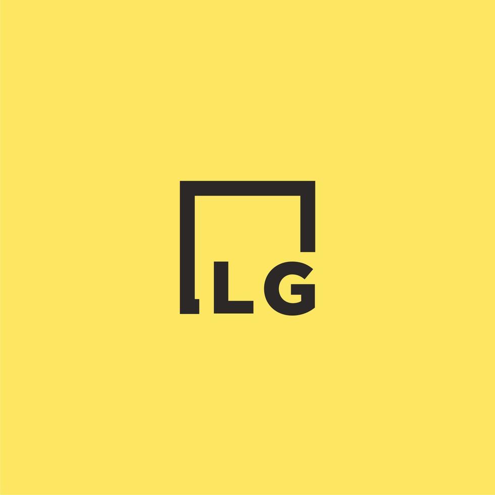 logo monogramme initial lg avec un design de style carré vecteur