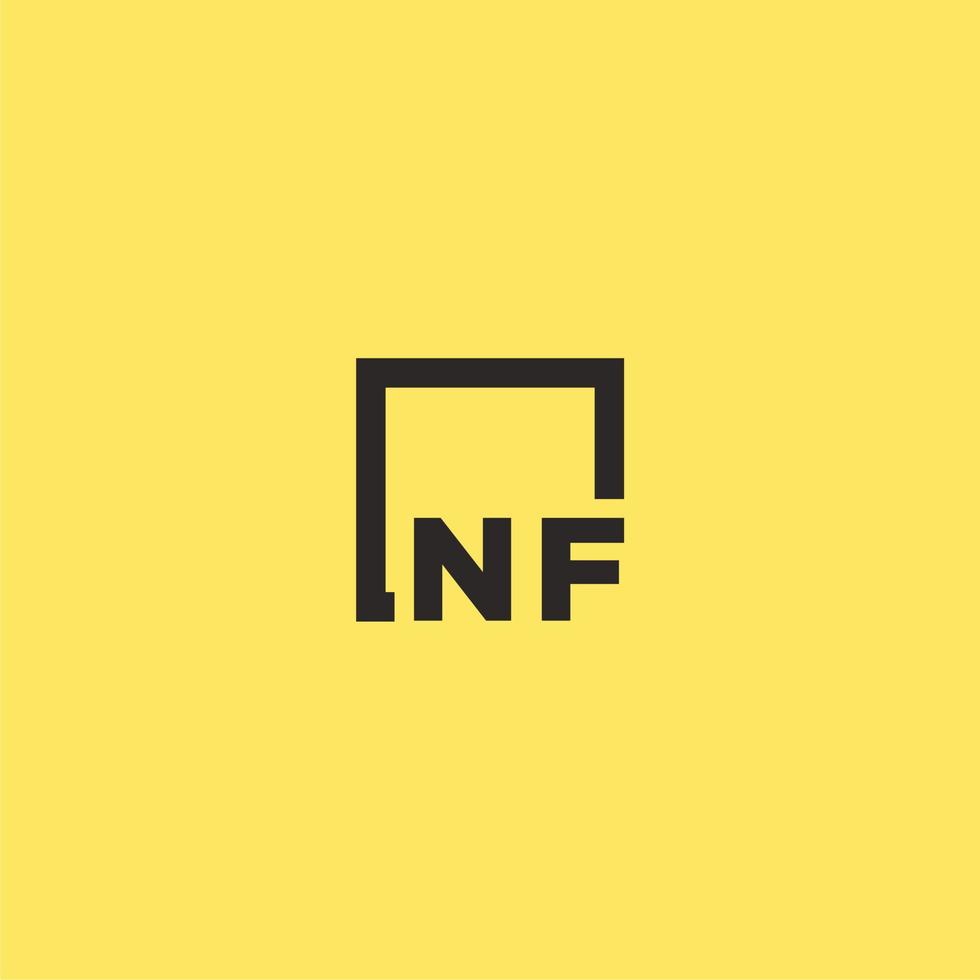 logo monogramme initial nf avec un design de style carré vecteur