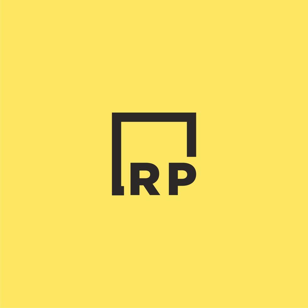 logo monogramme initial rp avec un design de style carré vecteur