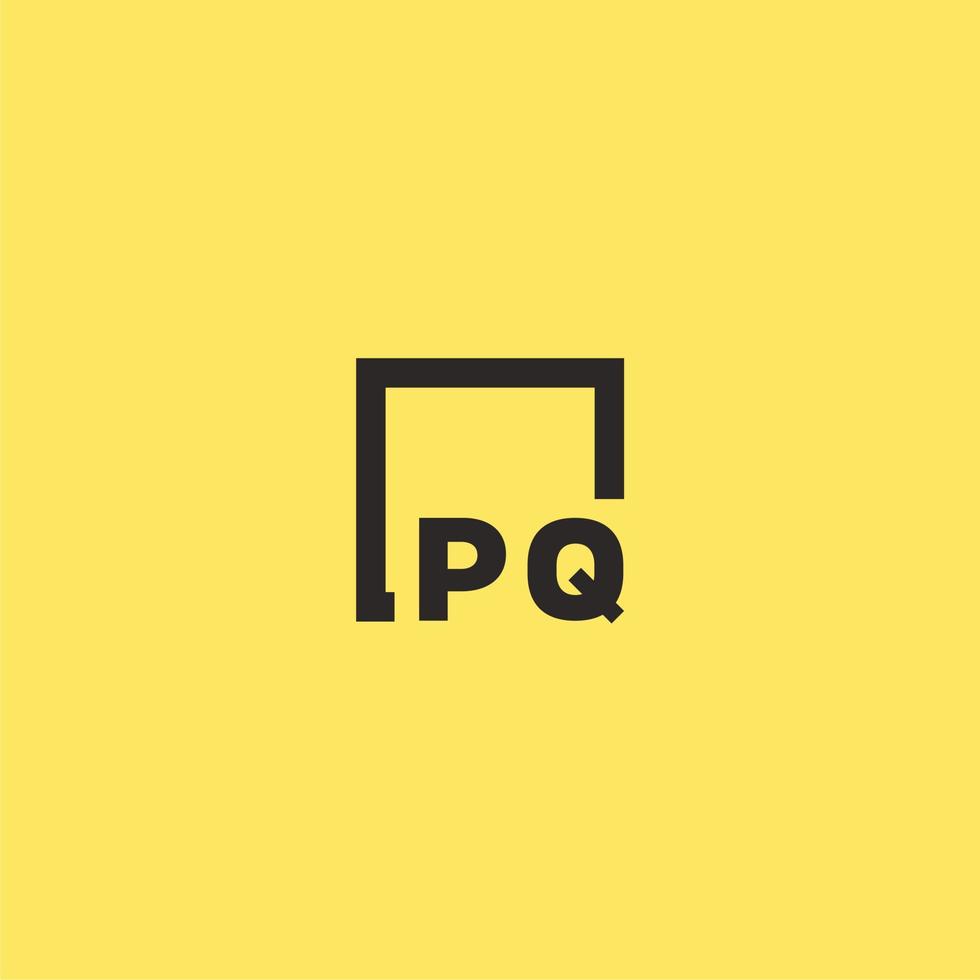 logo monogramme initial pq avec un design de style carré vecteur