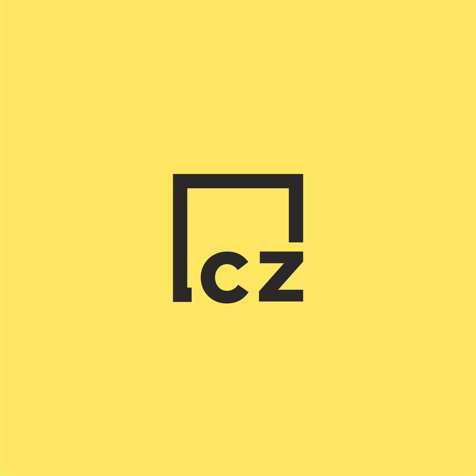 logo monogramme initial cz avec un design de style carré vecteur