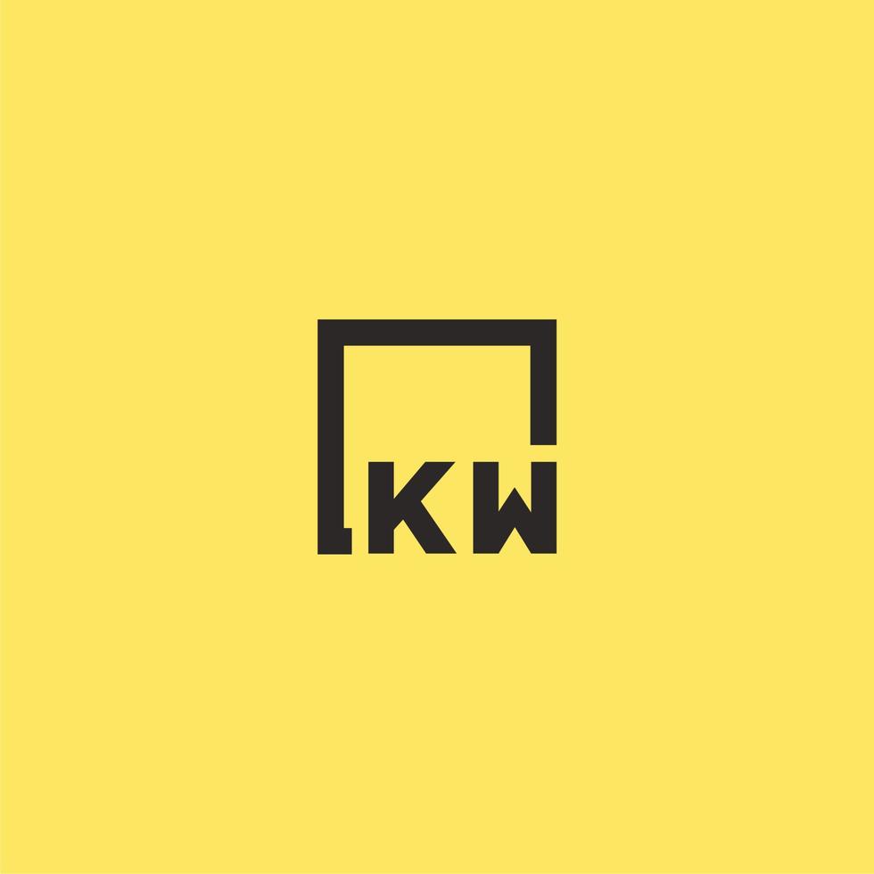 logo monogramme initial kw avec un design de style carré vecteur