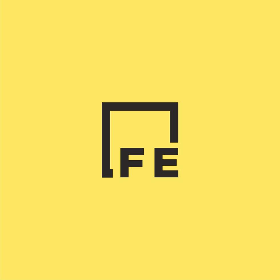 logo monogramme initial fe avec un design de style carré vecteur