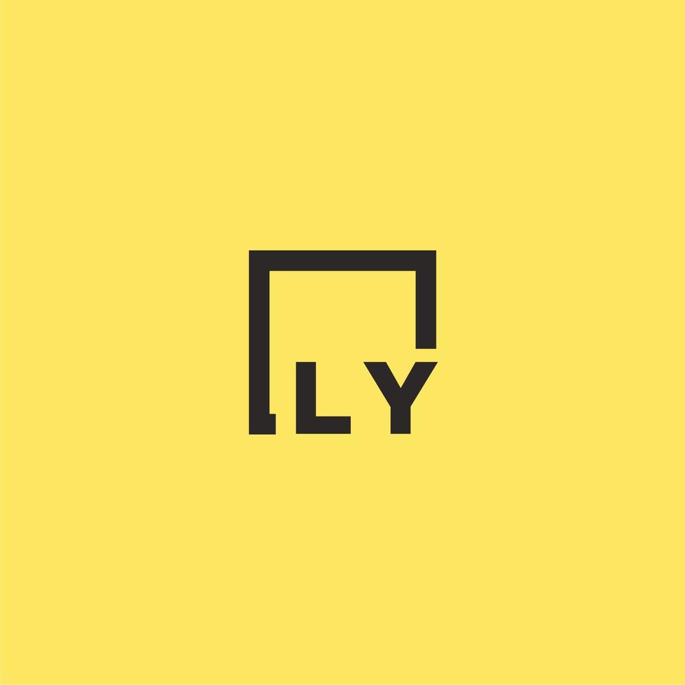 logo monogramme initial ly avec un design de style carré vecteur