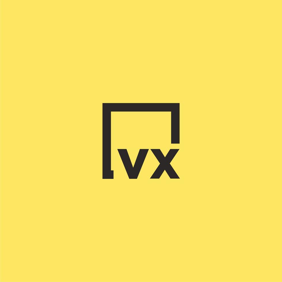 logo monogramme initial vx avec un design de style carré vecteur
