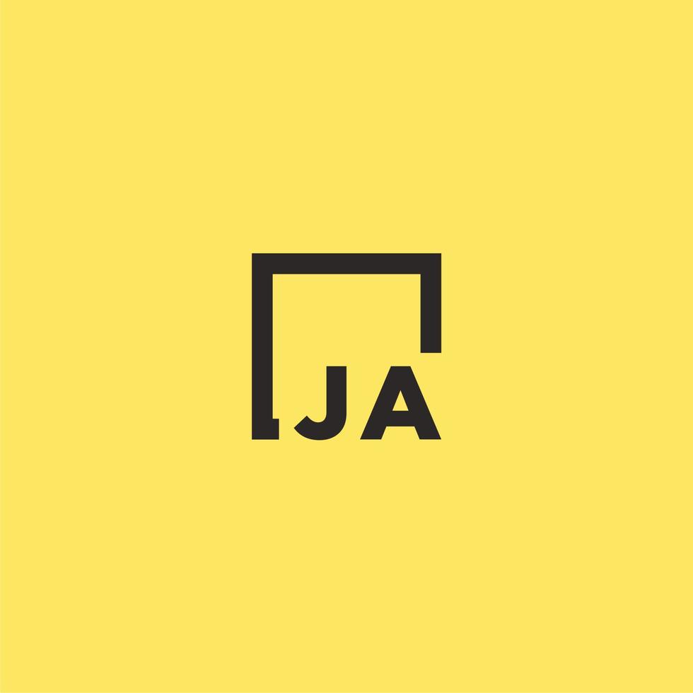 logo monogramme initial ja avec un design de style carré vecteur