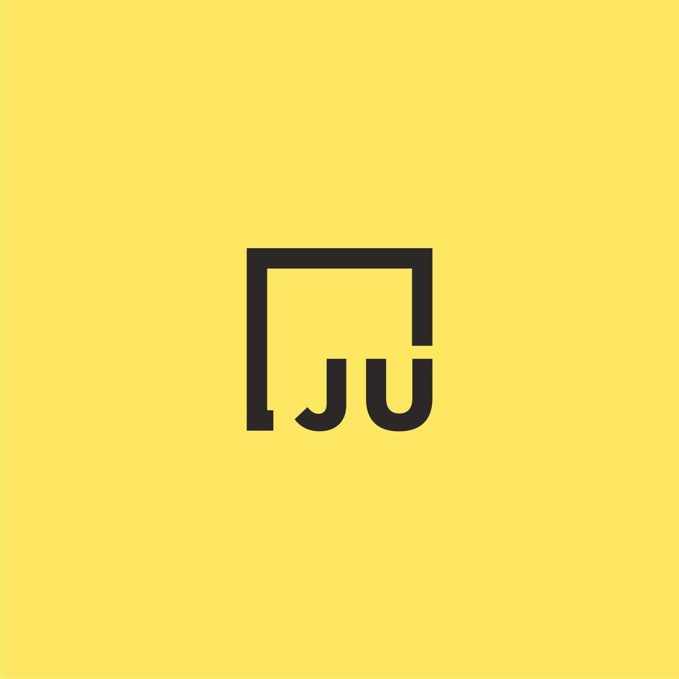 logo monogramme initial ju avec un design de style carré vecteur