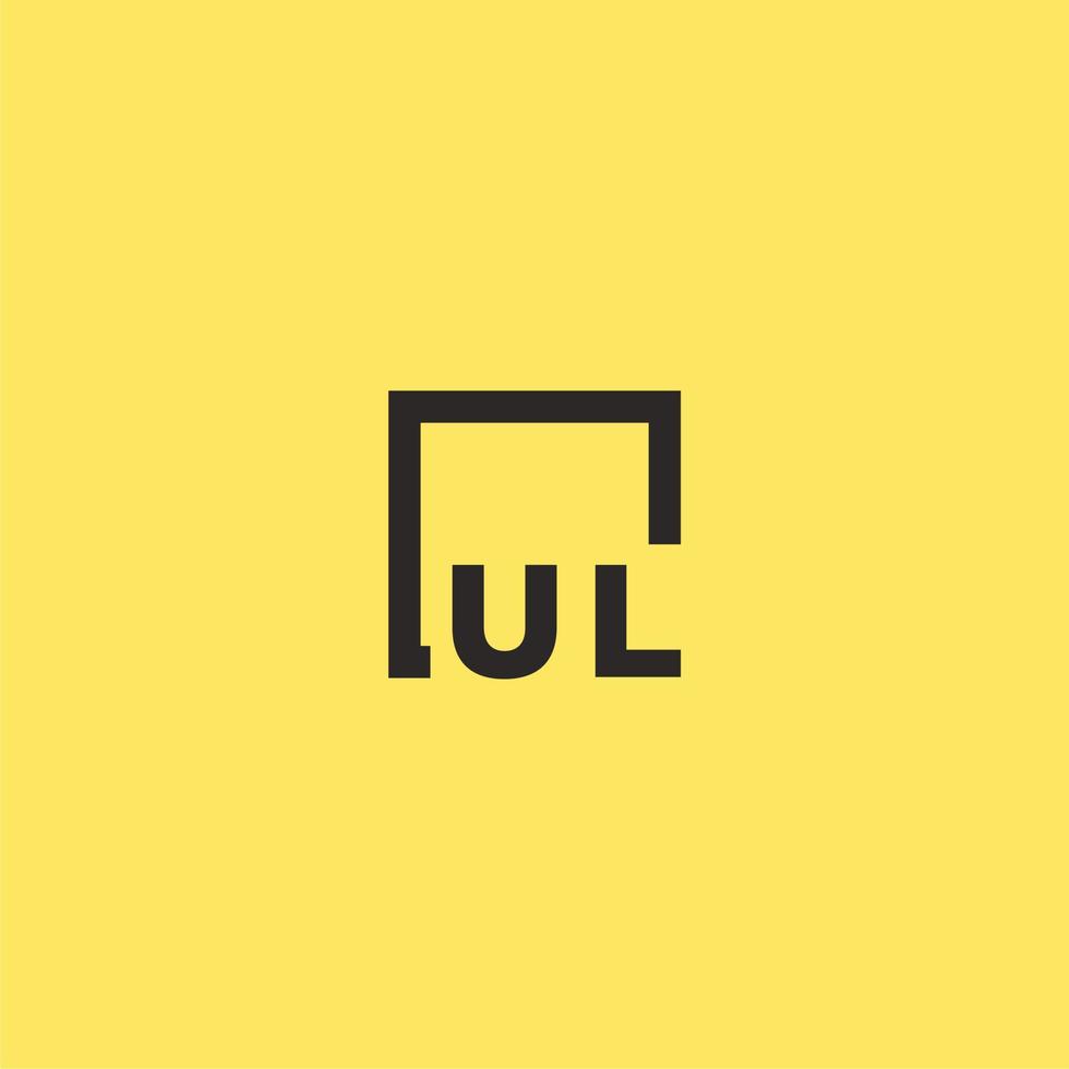 logo monogramme initial ul avec un design de style carré vecteur