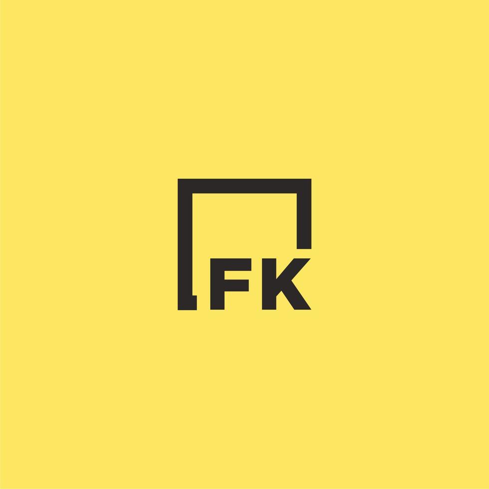 logo monogramme initial fk avec un design de style carré vecteur