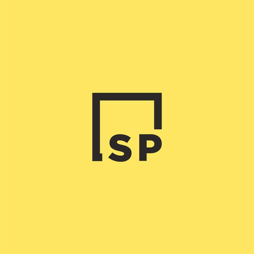 logo monogramme initial sp avec un design de style carré vecteur