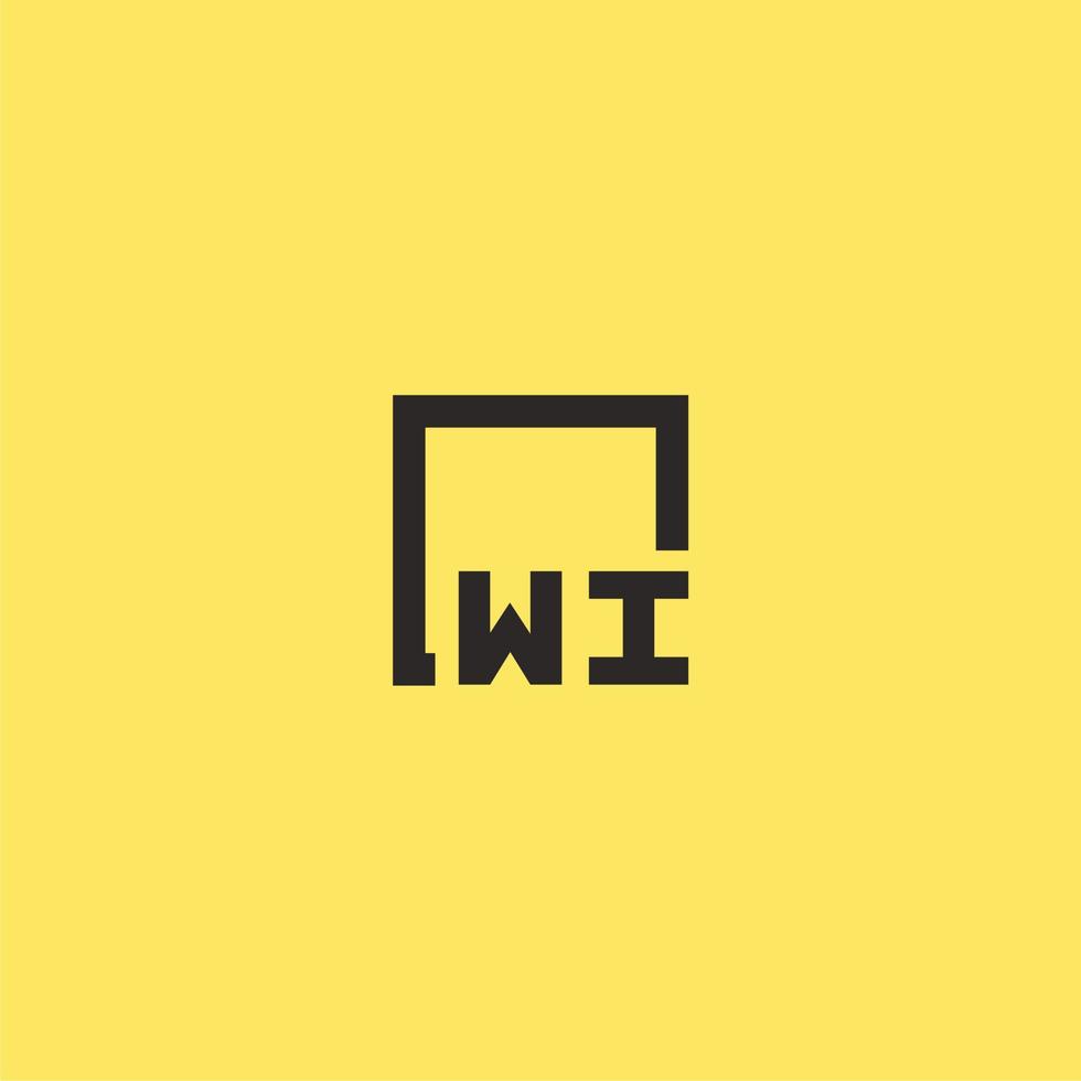 wi logo monogramme initial avec un design de style carré vecteur