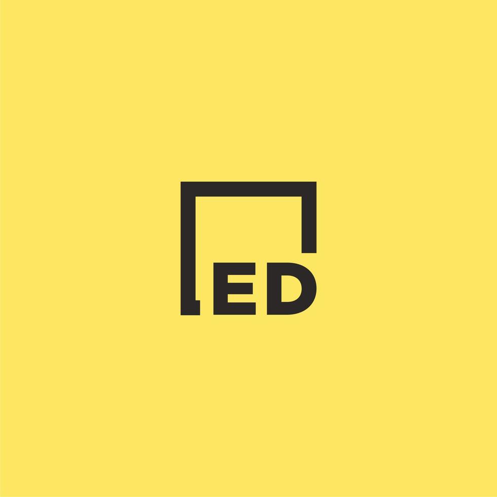 logo monogramme initial ed avec un design de style carré vecteur