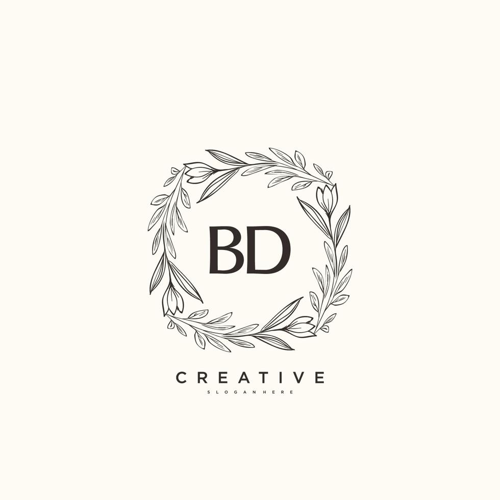 bd beauté image vectorielle initiale du logo, logo manuscrit de la signature initiale, mariage, mode, bijoux, boutique, floral et botanique avec modèle créatif pour toute entreprise ou entreprise. vecteur