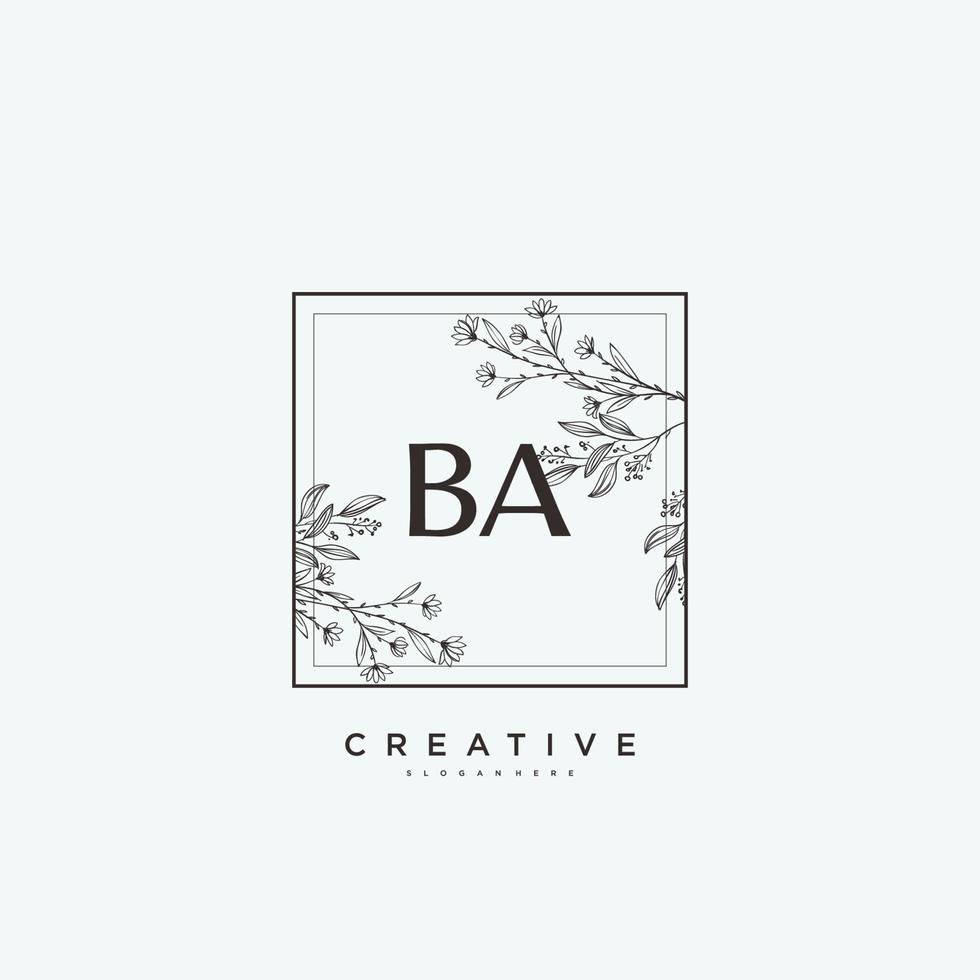 art du logo initial vectoriel beauté ba, logo manuscrit de la signature initiale, mariage, mode, bijoux, boutique, floral et botanique avec modèle créatif pour toute entreprise ou entreprise.