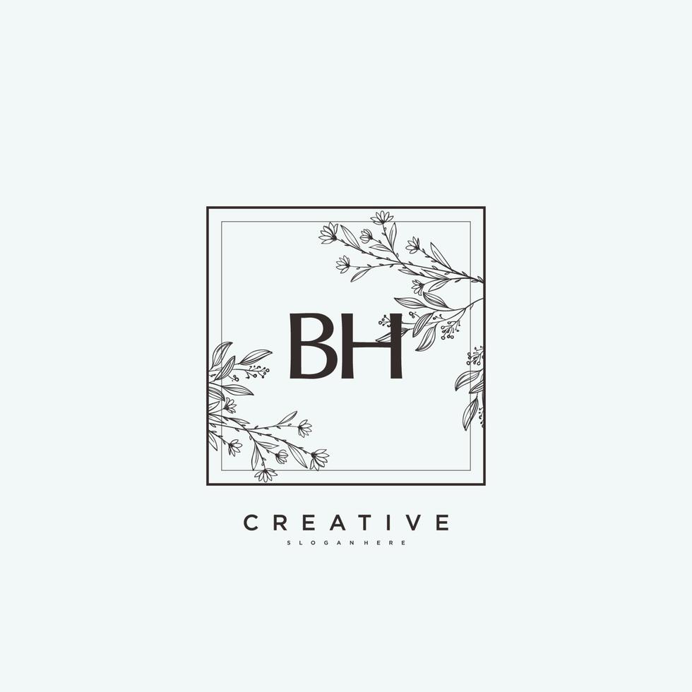 art du logo initial bh beauty vector, logo manuscrit de la signature initiale, mariage, mode, bijoux, boutique, floral et botanique avec modèle créatif pour toute entreprise ou entreprise. vecteur