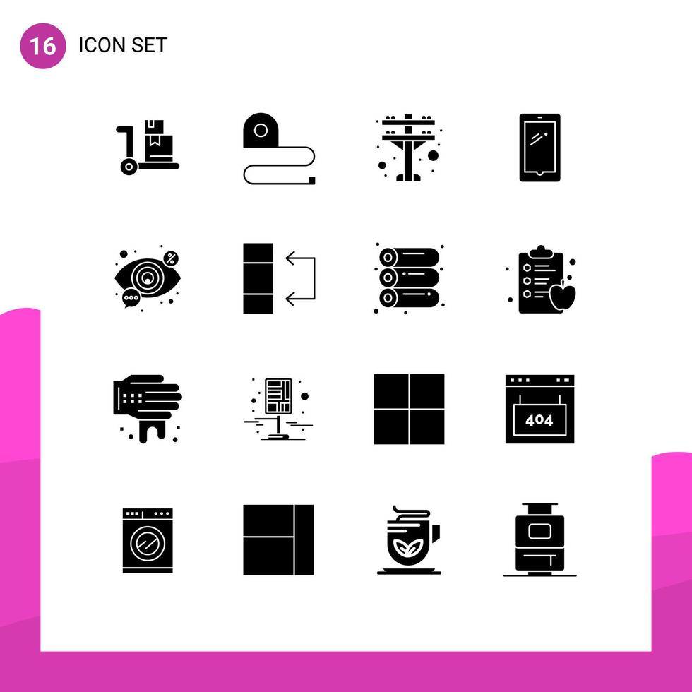 ensemble de 16 symboles d'icônes d'interface utilisateur modernes signes pour seo eye tour électrique iphone éléments de conception vectoriels modifiables mobiles vecteur