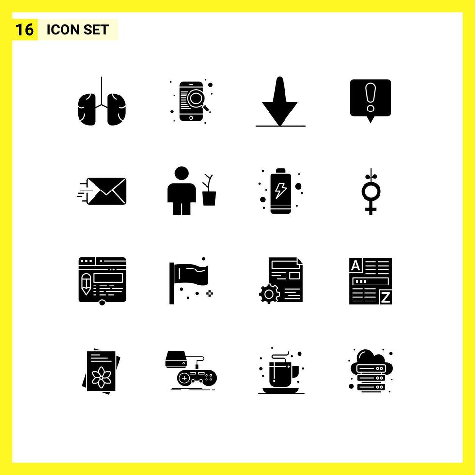 16 icônes créatives signes et symboles modernes de message e-mail en ligne point d'exclamation erreur de chat éléments de conception vectoriels modifiables vecteur