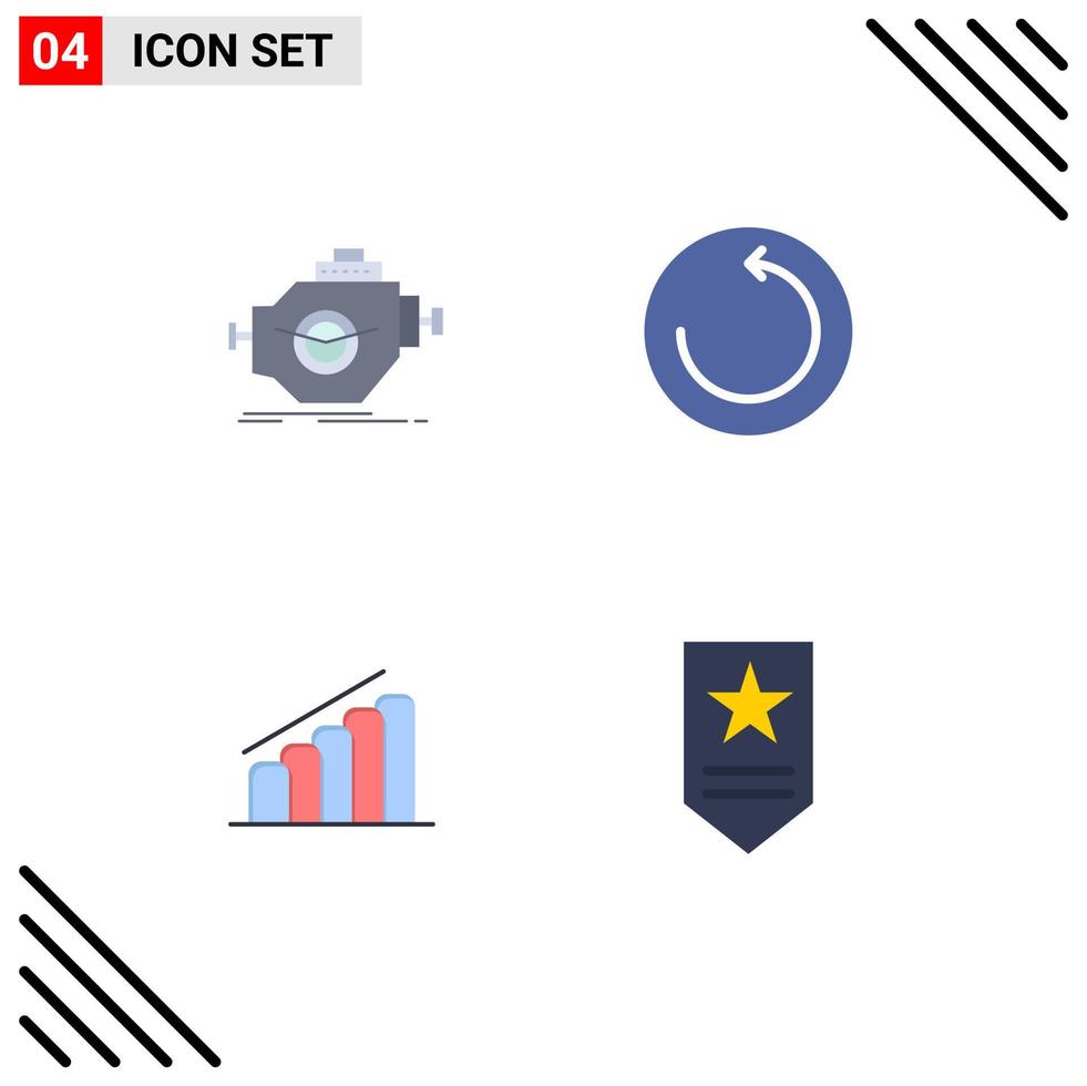 4 signes d'icônes plates universelles symboles de progrès du moteur analyse de restauration de moteur éléments de conception vectoriels modifiables vecteur