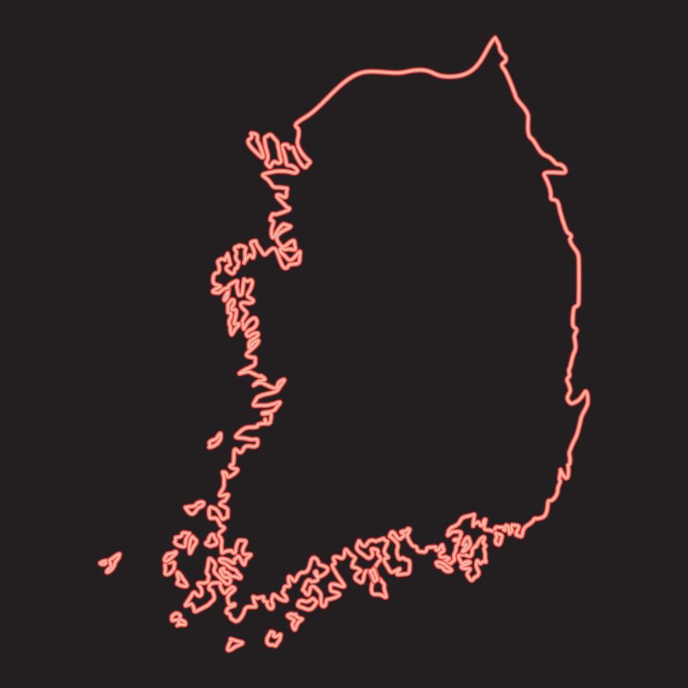 carte néon de la corée du sud couleur rouge image d'illustration vectorielle style plat vecteur