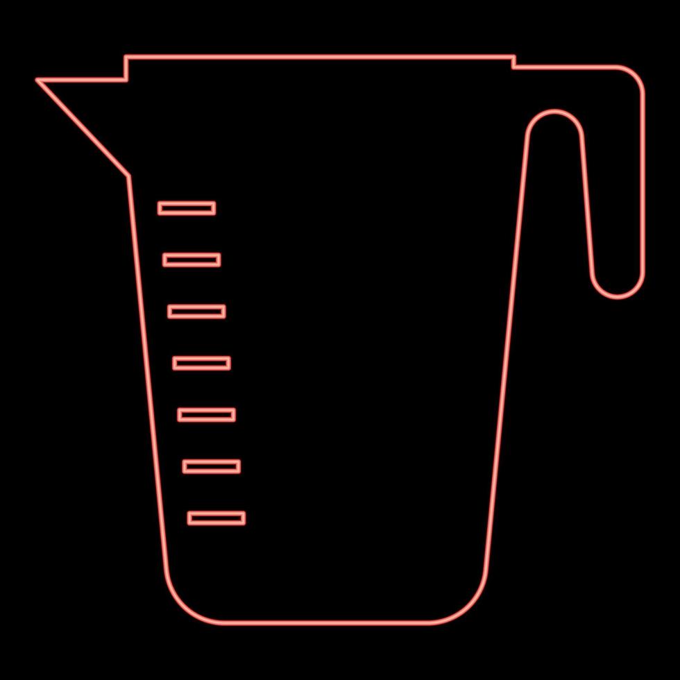 tasse de capacité de mesure au néon couleur rouge image d'illustration vectorielle style plat vecteur