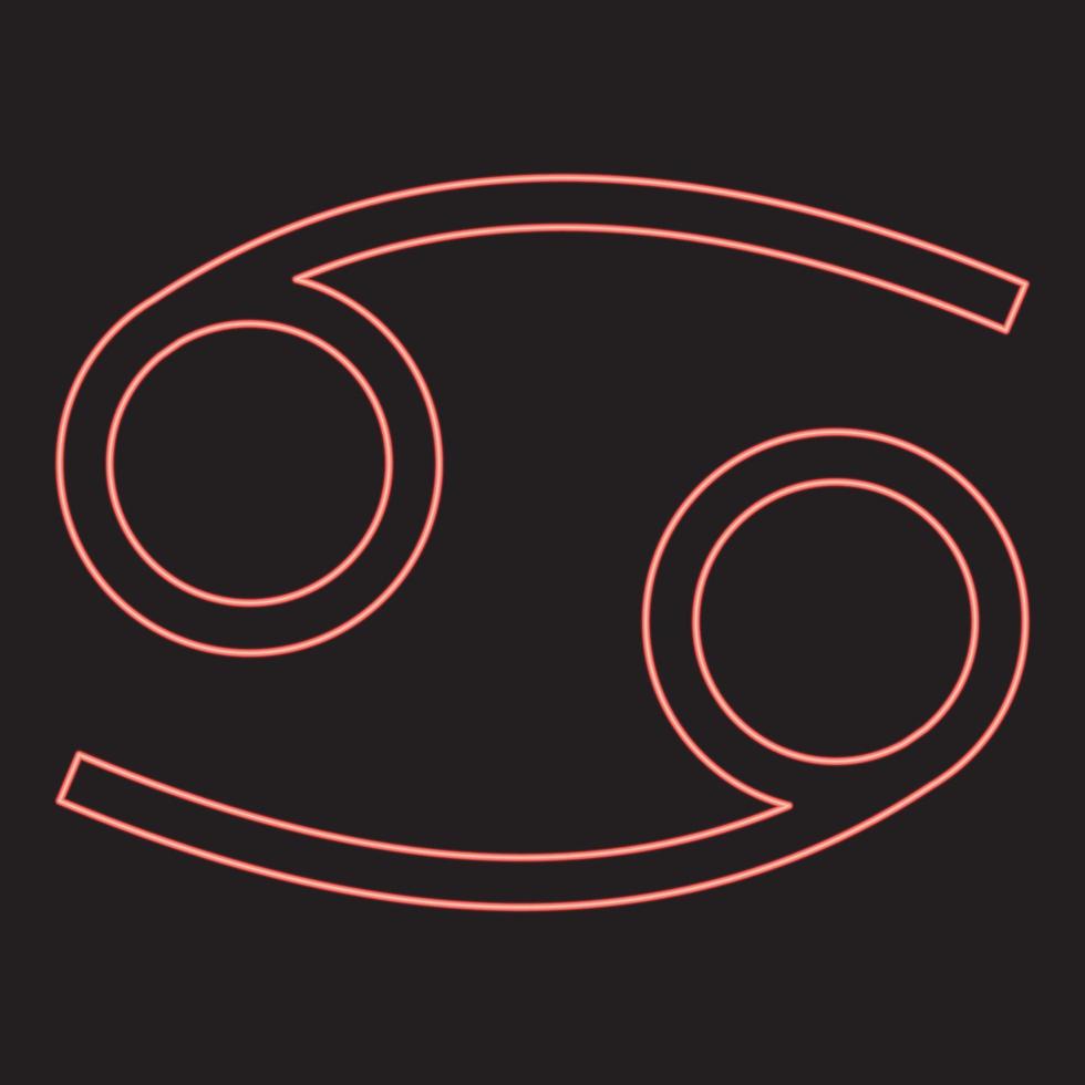 néon cancer symbole du zodiaque signe d'écrevisse couleur rouge illustration vectorielle image style plat vecteur