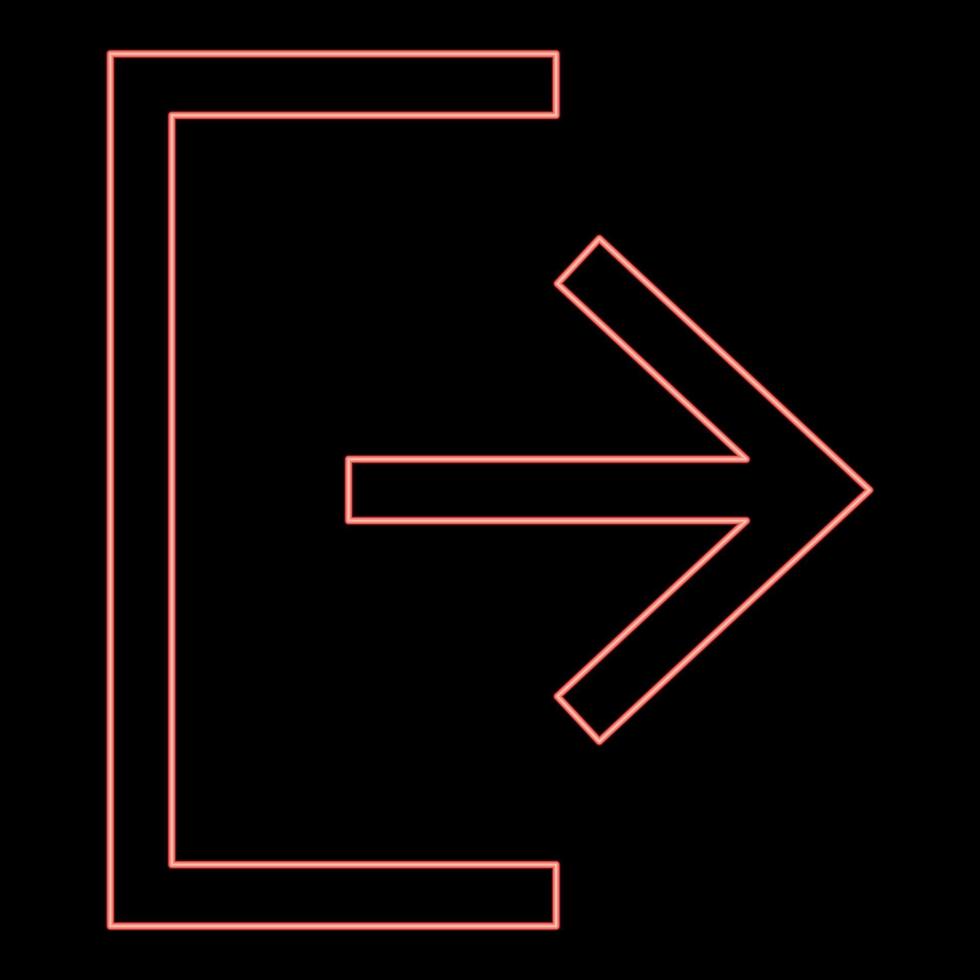 symbole néon sortie couleur rouge illustration vectorielle image style plat vecteur
