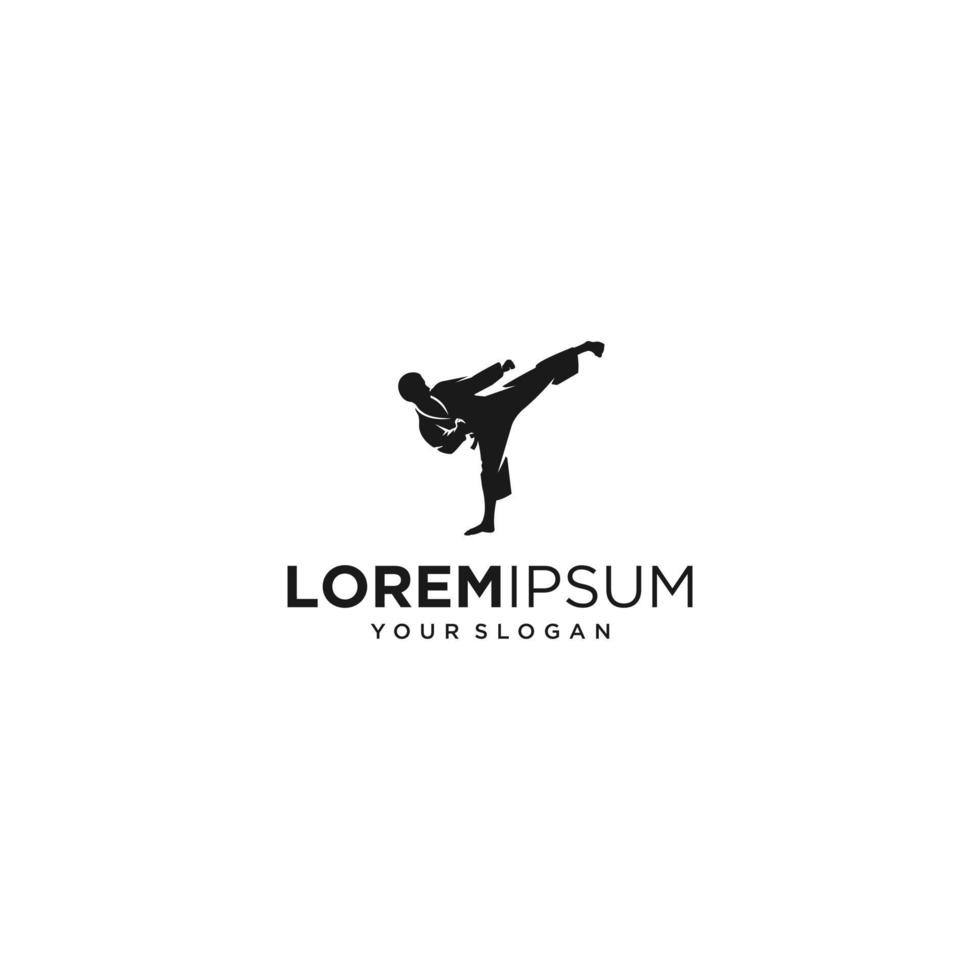 logo de silhouette de joueur de taekwondo vecteur