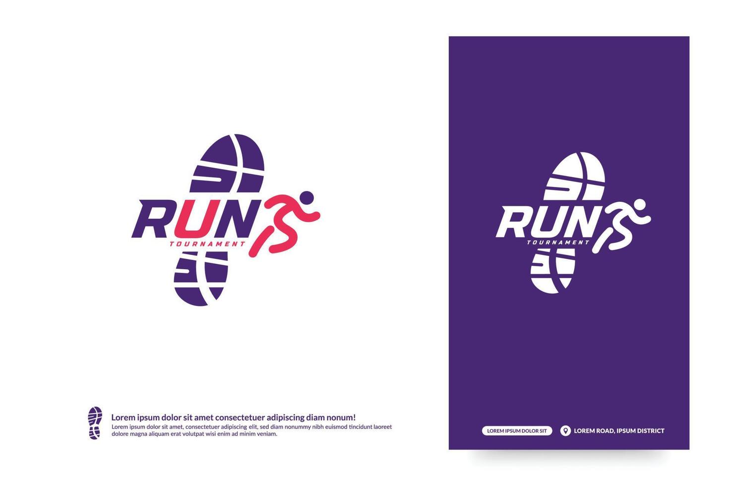 modèle de logo de club de course, type de journal de tournoi de marathon, identité d'équipe sportive. forme physique, entraînement d'athlète pour le symbole de la vie, création de logo de lettrage créatif. vecteur
