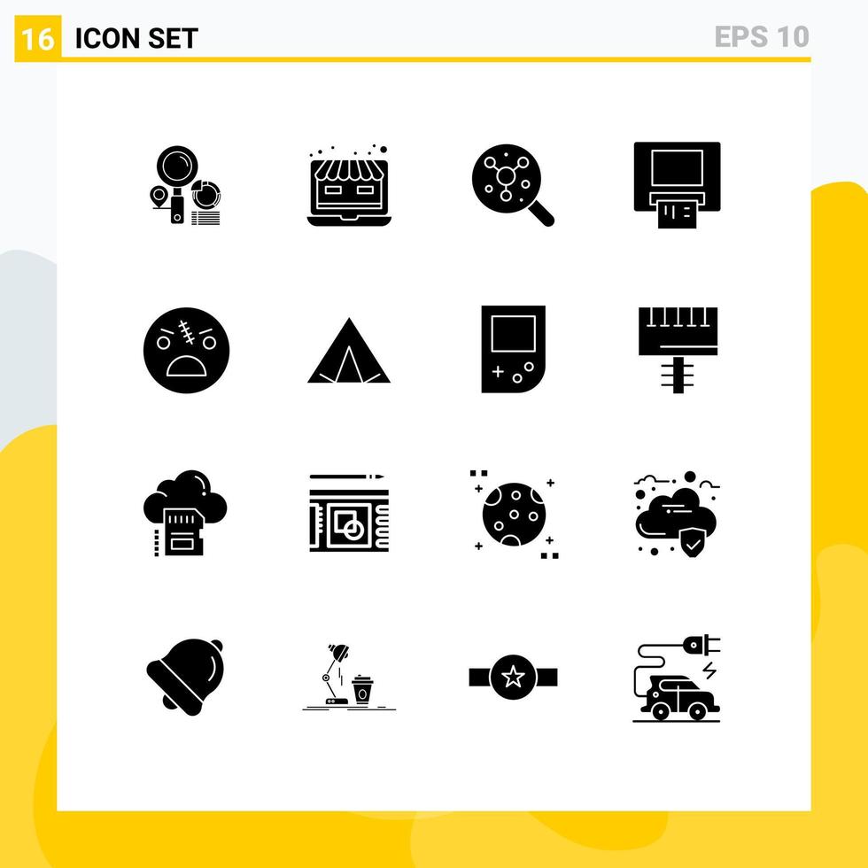 16 interface utilisateur pack de glyphes solides de signes et symboles modernes d'éléments de conception vectoriels modifiables vecteur