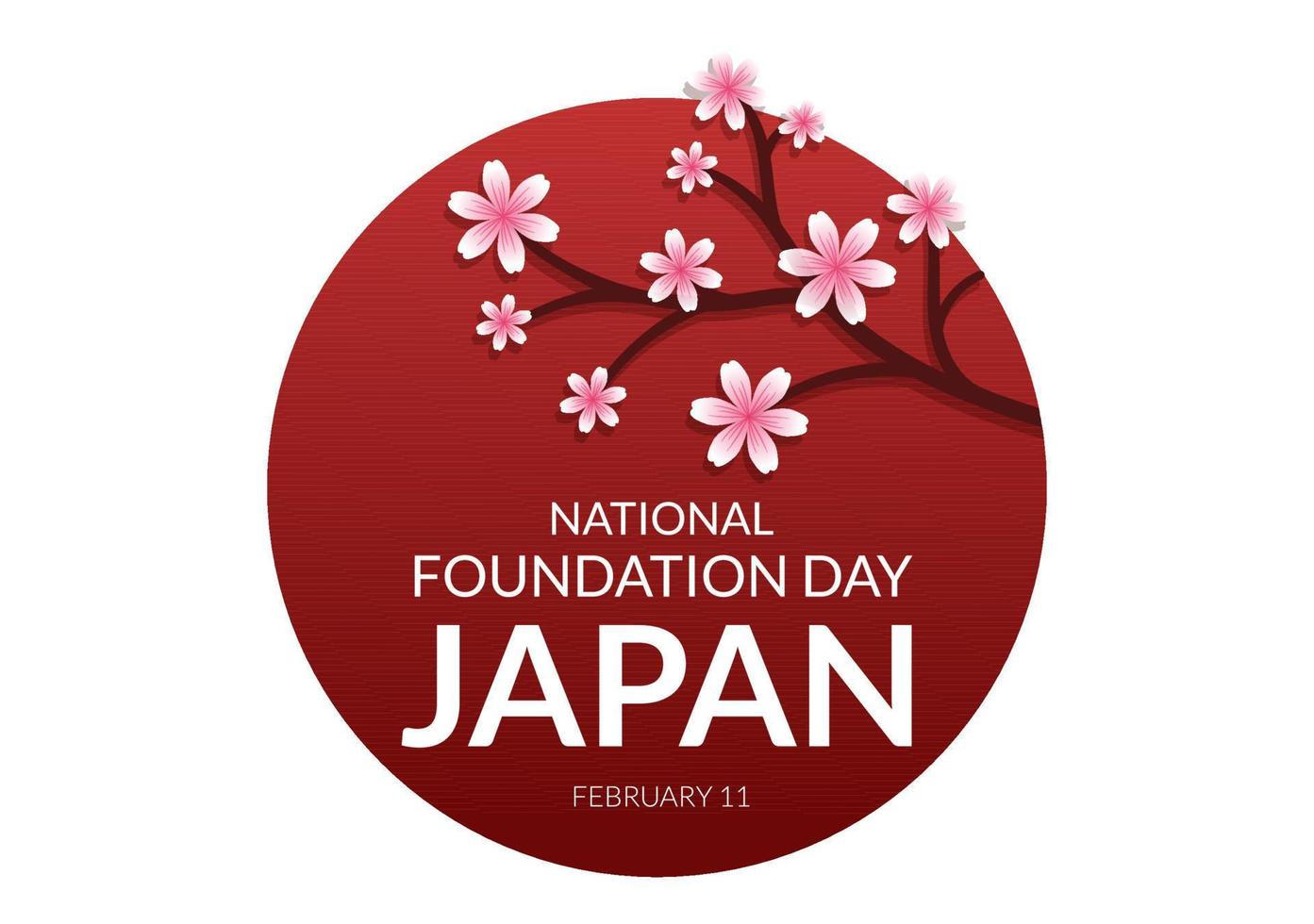 bonne journée de la fondation nationale du japon le 11 février avec des monuments japonais célèbres et un drapeau dans un dessin animé de style plat illustration de modèles dessinés à la main vecteur