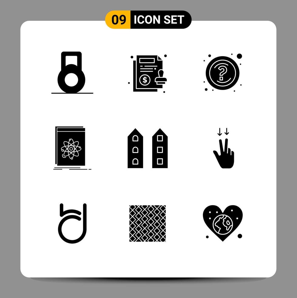 9 icônes créatives signes et symboles modernes de magasins maison soutien bâtiments plate-forme éléments de conception vectoriels modifiables vecteur