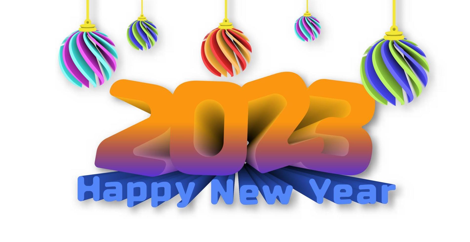 bonne année 2023. illustration vectorielle en style 3d. carte de voeux de célébration. peut être pour la conception d'affiches ou de bannières, etc. vecteur