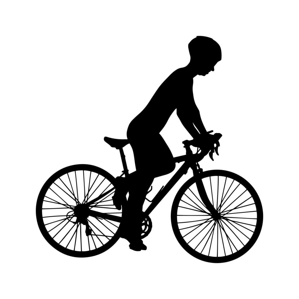 forme d'ombre de silhouette simple vecteur, emblème noir plat de vélo de sport d'équitation isolé sur fond blanc. élément de conception de logo. homme sportif. vecteur