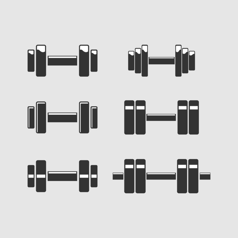 ensemble d'haltères. haltères pour le modèle d'icône de gym, de fitness et d'athlétisme. matériel d'haltérophilie et de musculation. illustration vectorielle. vecteur