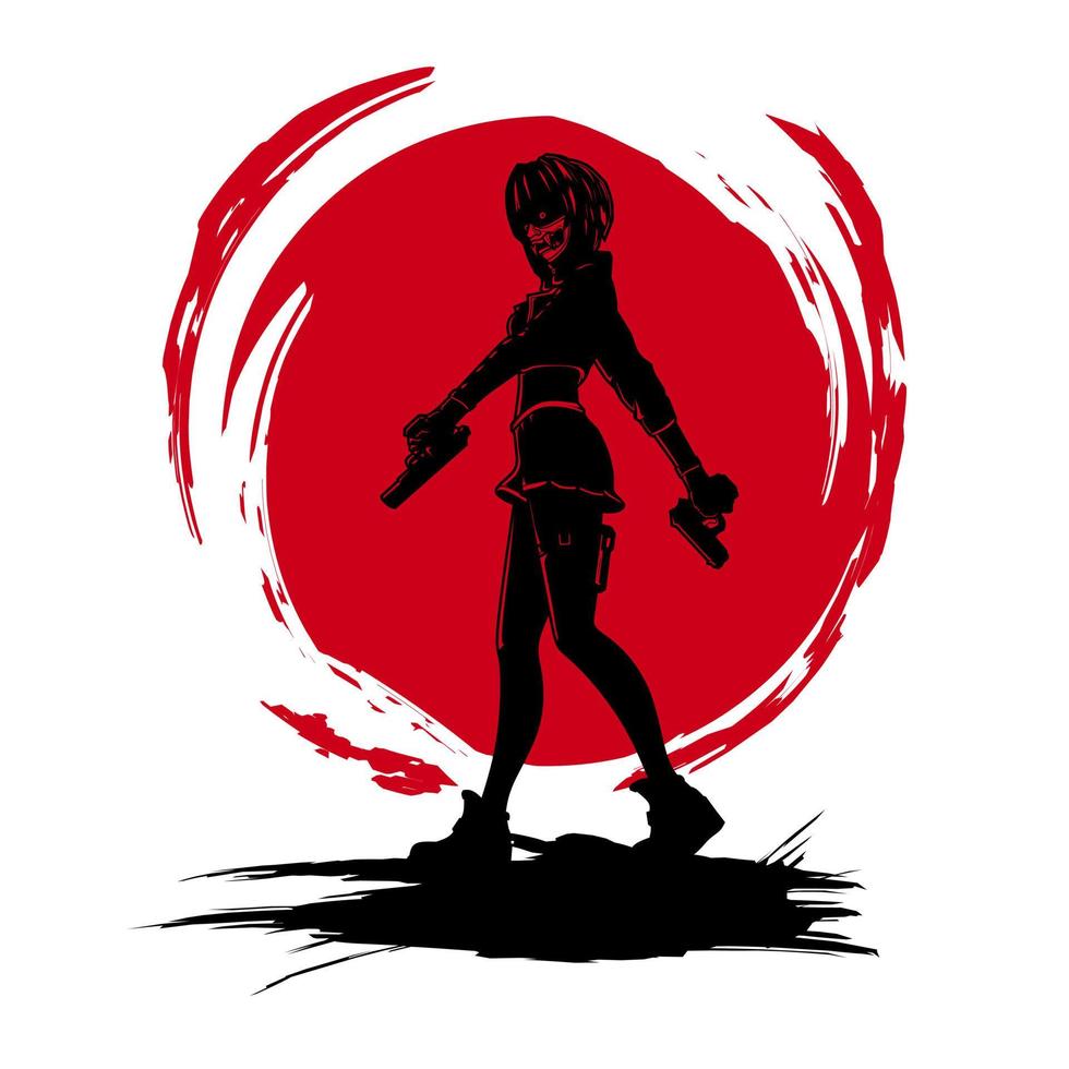 conception colorée de t-shirt de héros de femme d'arme à feu. illustration vectorielle abstraite. vecteur