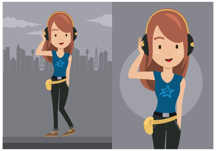 Cute Young Woman Character Vector