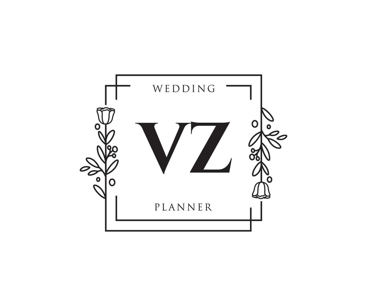 logo féminin vz initial. utilisable pour les logos nature, salon, spa, cosmétique et beauté. élément de modèle de conception de logo vectoriel plat.