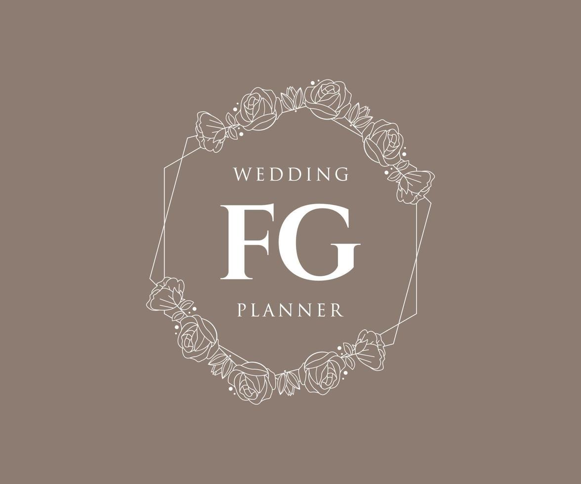 fg initiales lettre collection de logos de monogramme de mariage, modèles minimalistes et floraux modernes dessinés à la main pour cartes d'invitation, réservez la date, identité élégante pour restaurant, boutique, café en image vectorielle vecteur