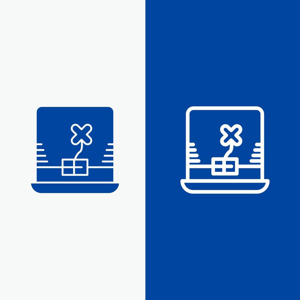 ordinateur portable irlande ligne et glyphe icône solide bannière bleue ligne et glyphe icône solide bannière bleue vecteur