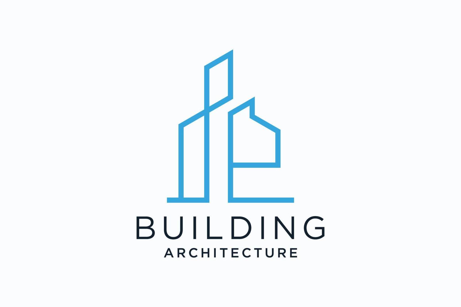 lettre e pour le logo de remodelage immobilier. construction architecture bâtiment élément de modèle de conception de logo. vecteur