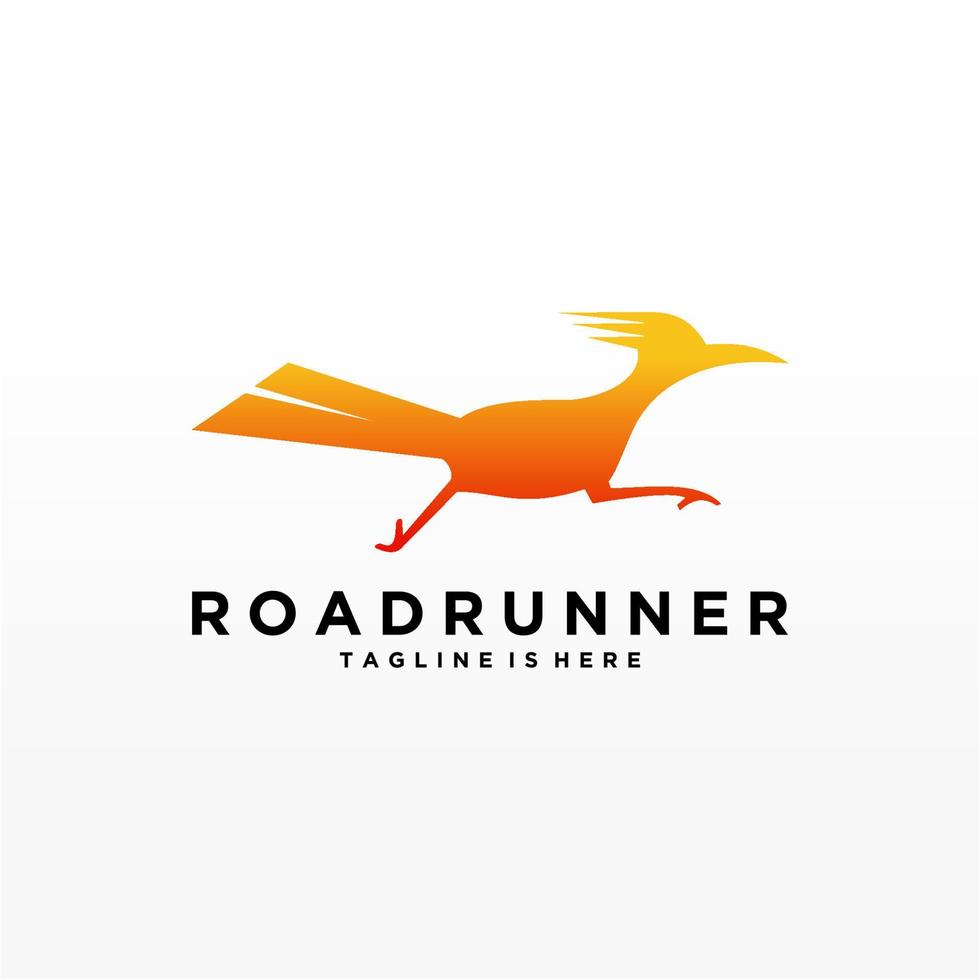 roadrunner oiseau abstrait minimal géométrique simple logo design icône modèle silhouette isolé avec fond blanc vecteur