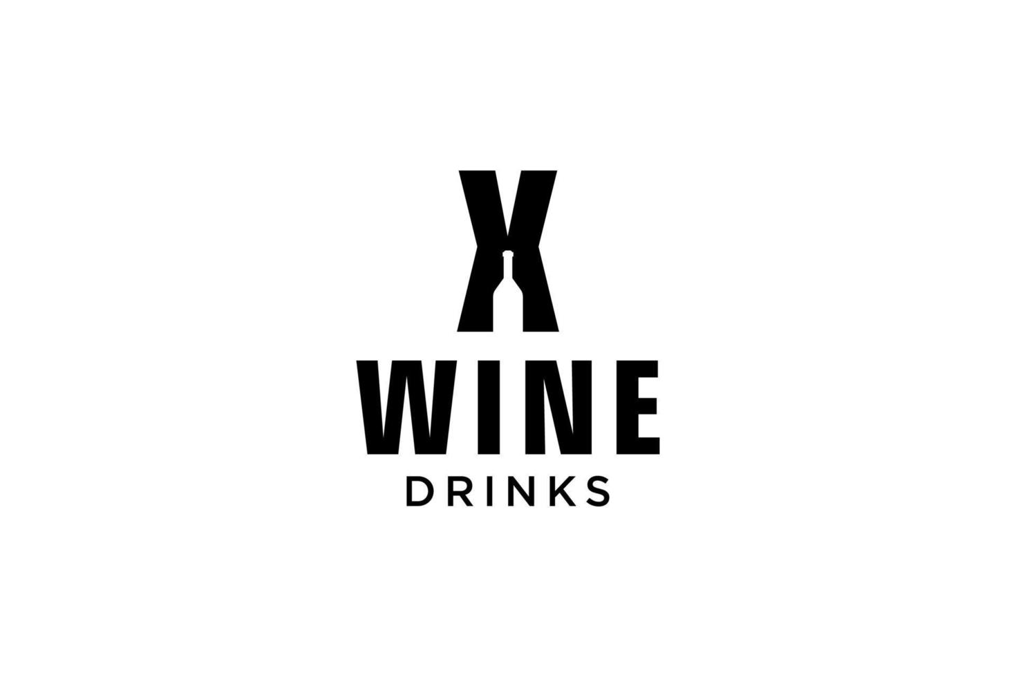 lettre initiale x avec modèle de conception de logo de bouteille de vin vecteur