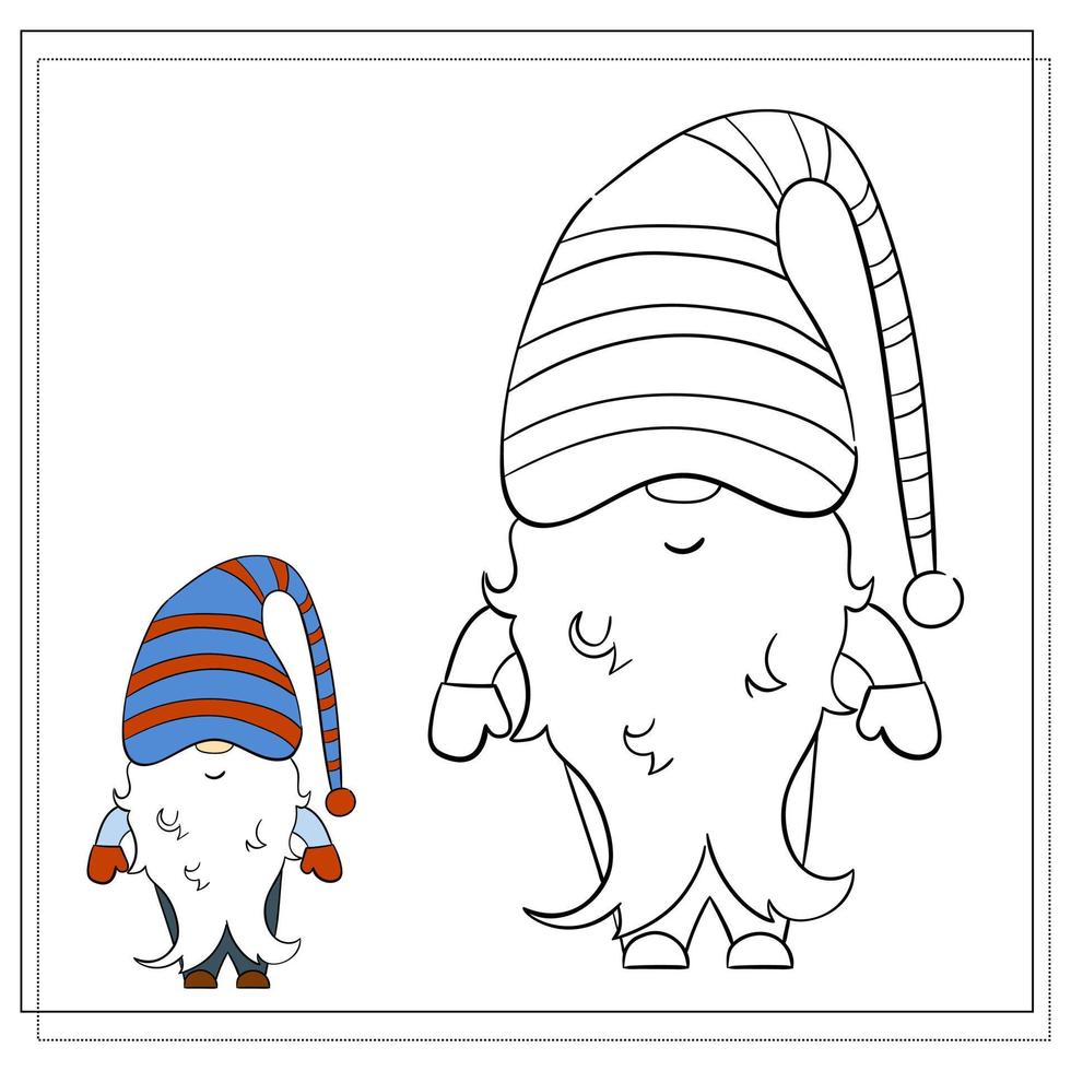 livre de coloriage pour enfants. gnome de noël de dessin animé. vecteur