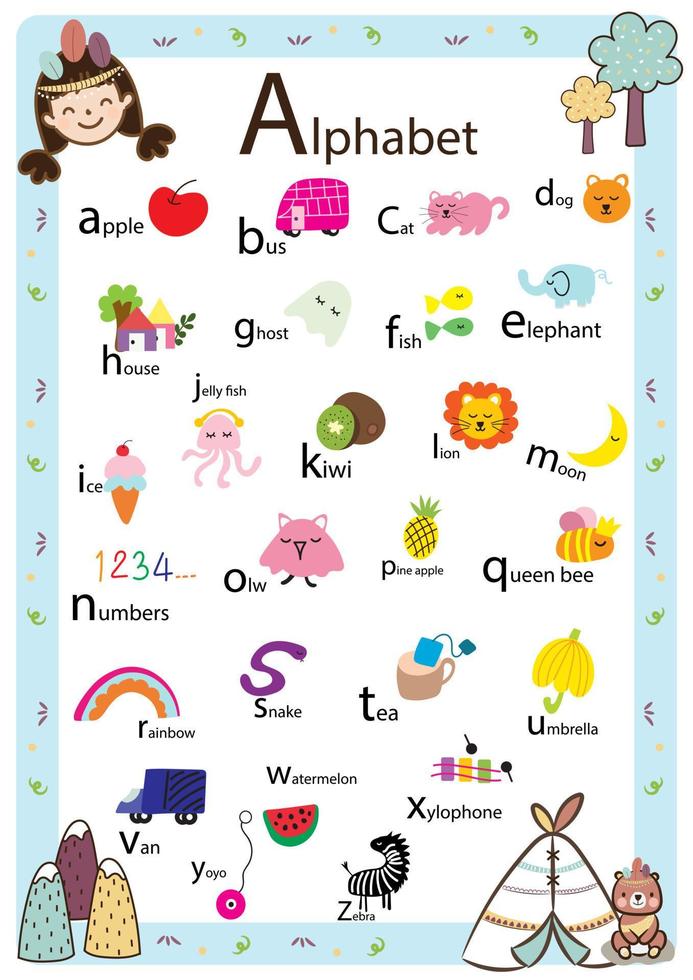 animaux de l'alphabet abc imprimables pour les enfants vecteur